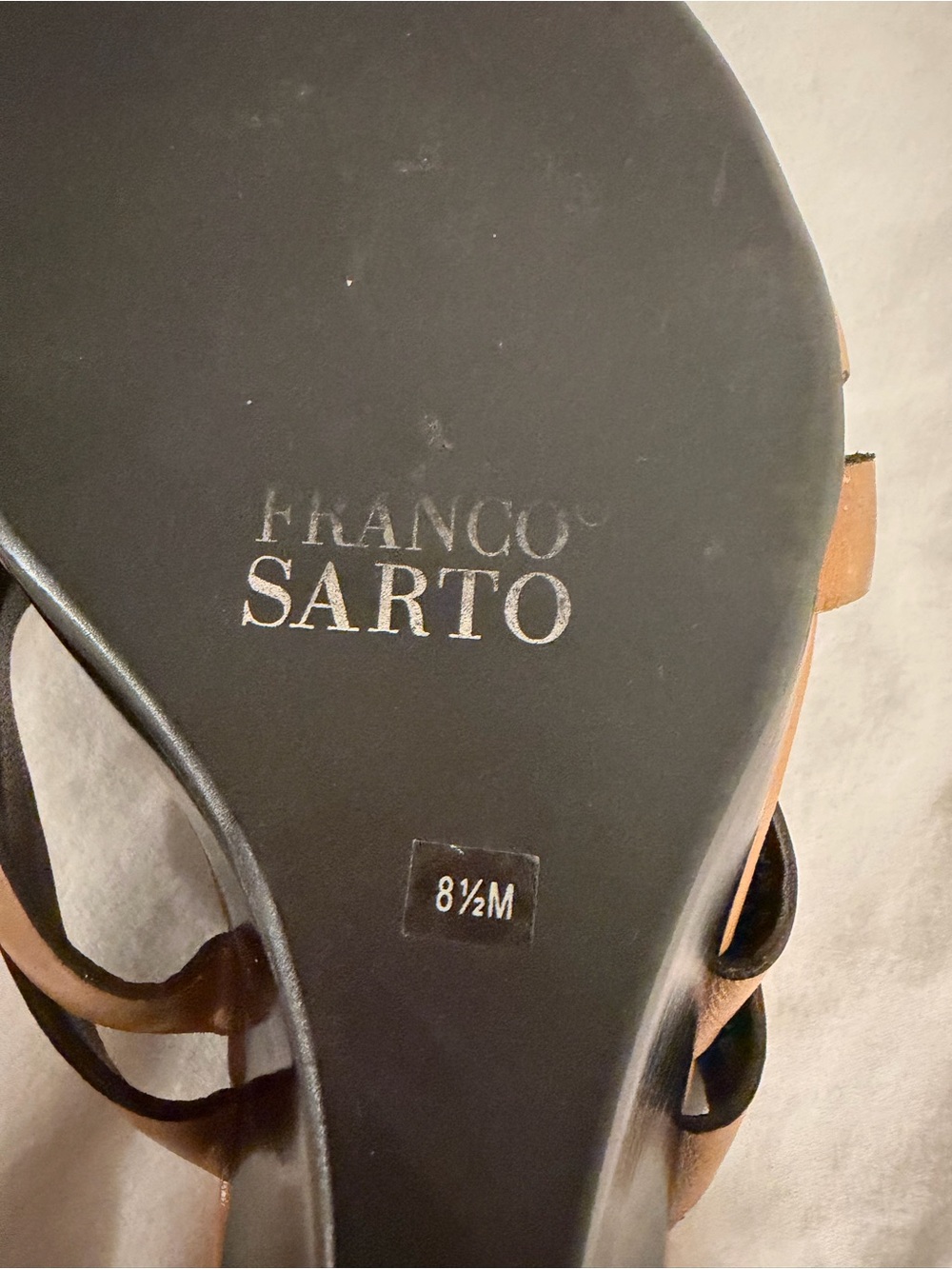 Vintage Franco Sarto Cognac Tan Leather Knot Mule Sandals - Picture 4 of 4